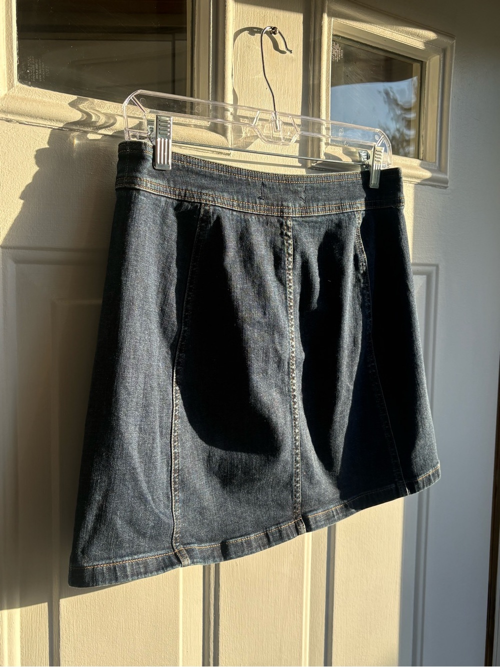 Madewell Blue Stretch Denim A-Line Mini Skirt Button Front Women’s Size M - Picture 4 of 10